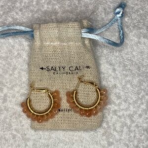 Salty Cali earrings, never worn, coral/pinkish and gold hoops